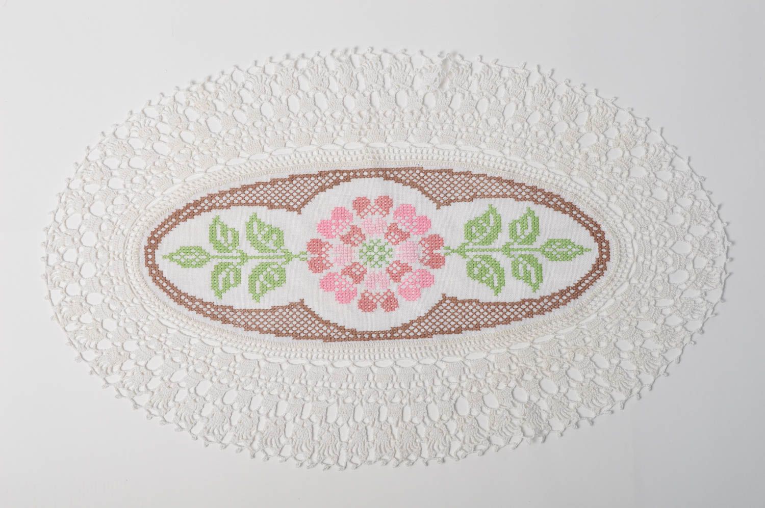 Handmade openwork napkin oval crocheted napkin home decor ideas lace napkin  photo 2