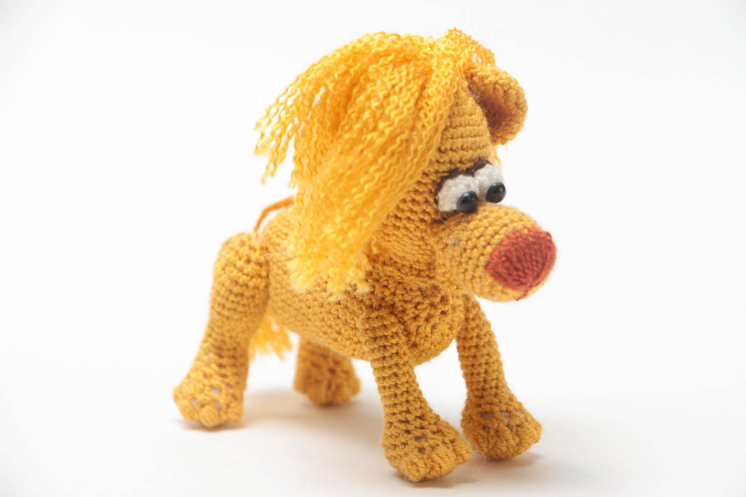 Jouet mou lion tricoté au crochet en fils acryliques fait main pour enfant photo 2
