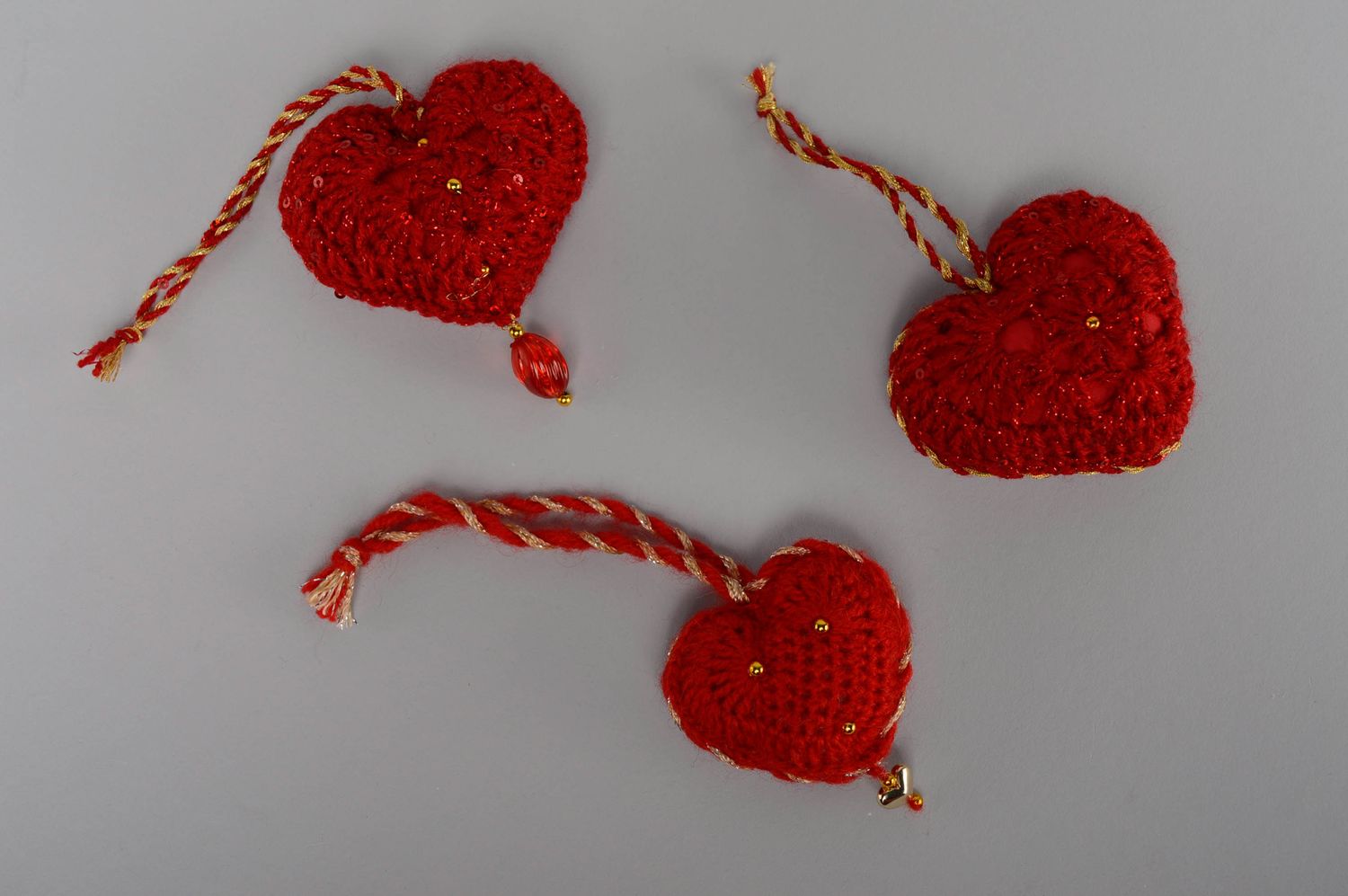 Suspension décorative Coeur Rouge au crochet photo 2