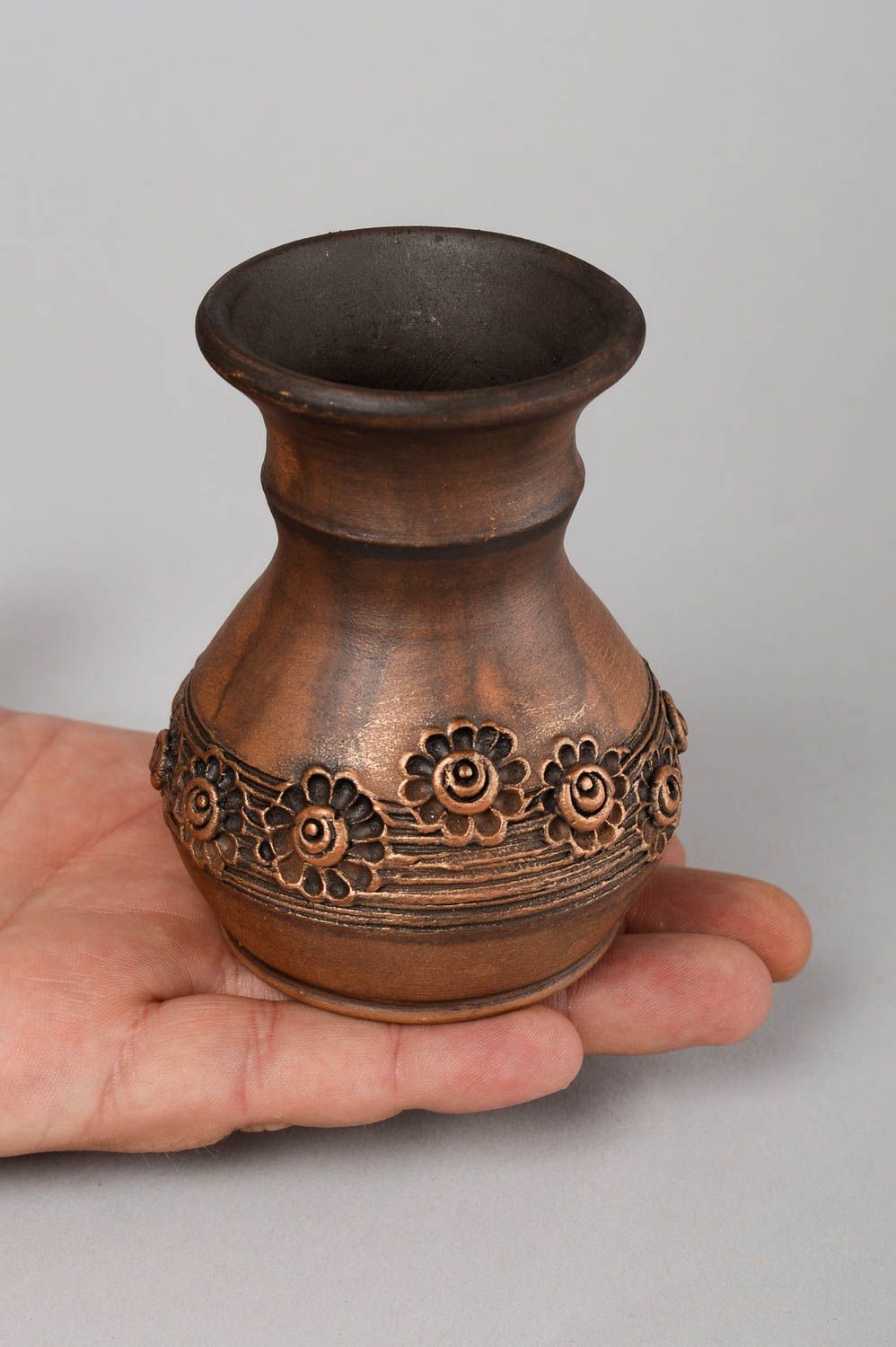 Kleine Blumenvase handgefertigt Keramik Handarbeit Haus Dekoration in Braun foto 5