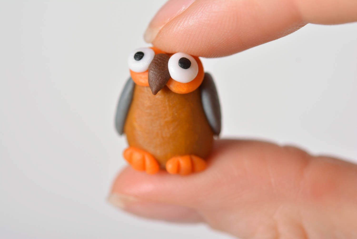 Игрушка из полимерной глины фигурка ручной работы фигурка животного сова фото 4