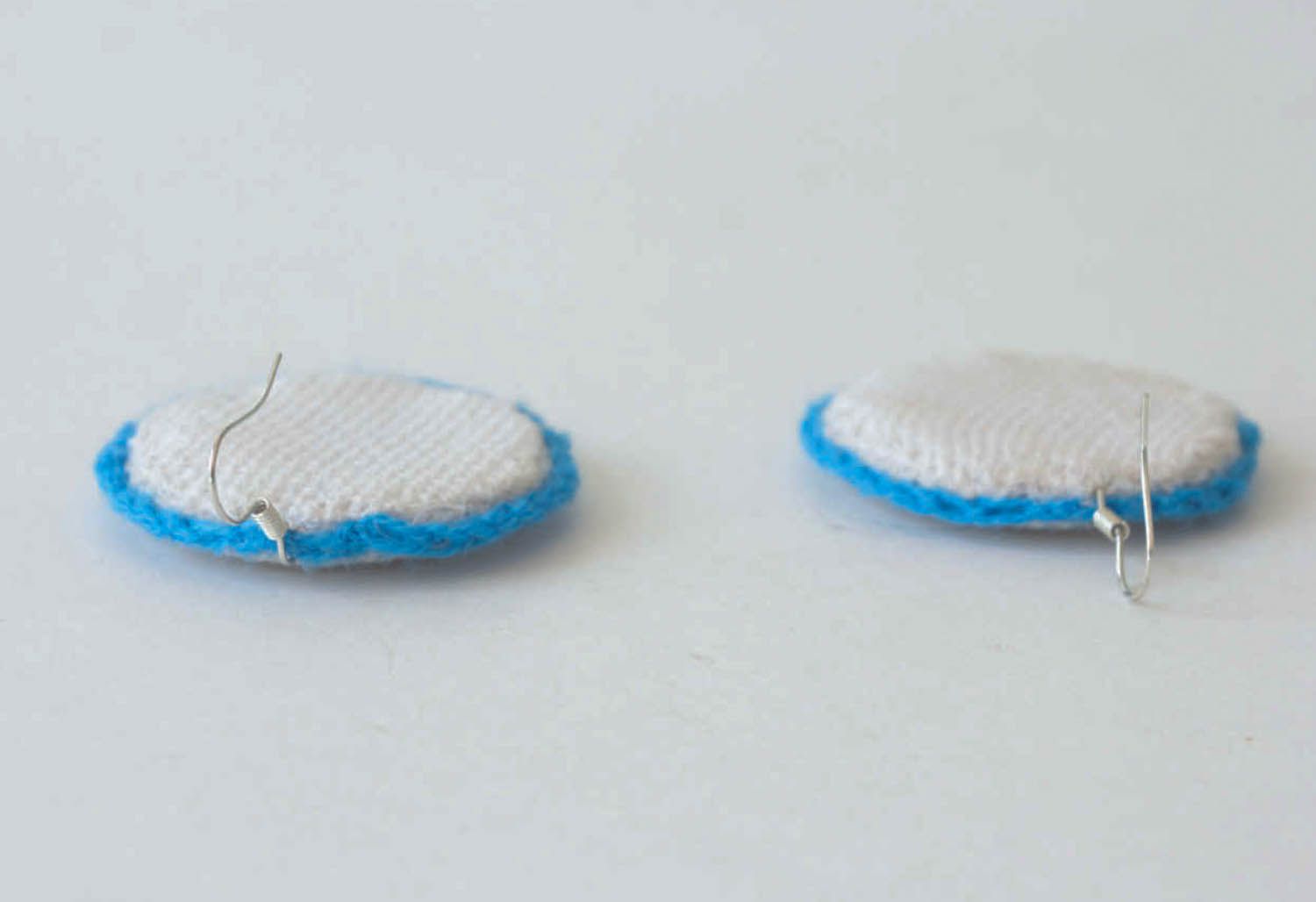 Embroidered earrings in blue colors photo 4