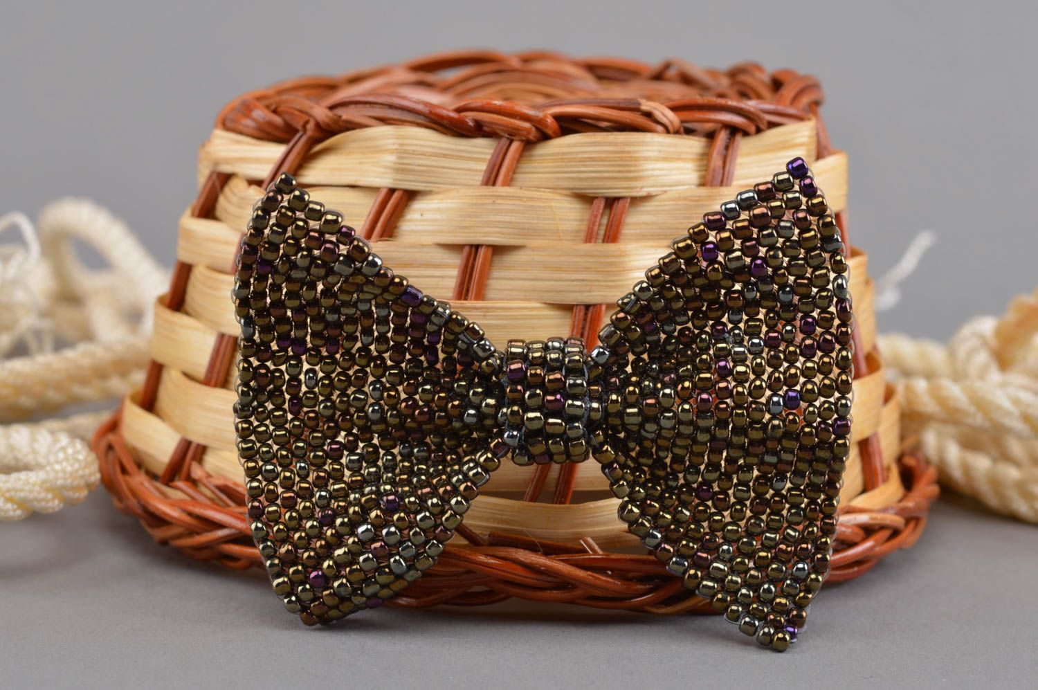 Handmade beaded brooch seed beads accessory for women stylish jewelry photo 1