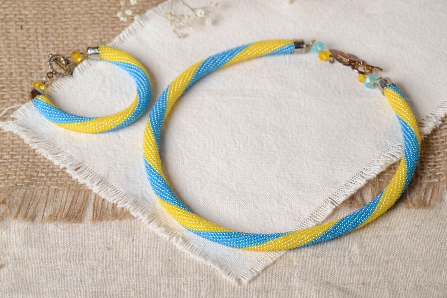 Beautiful jewelry set handmade beaded cord necklace beaded cord bracelet designs photo 1