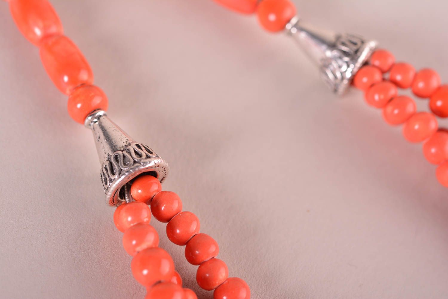 Korallrotes Damen Collier Modeschmuck Halskette Accessoire für Frauen aus Ton foto 5