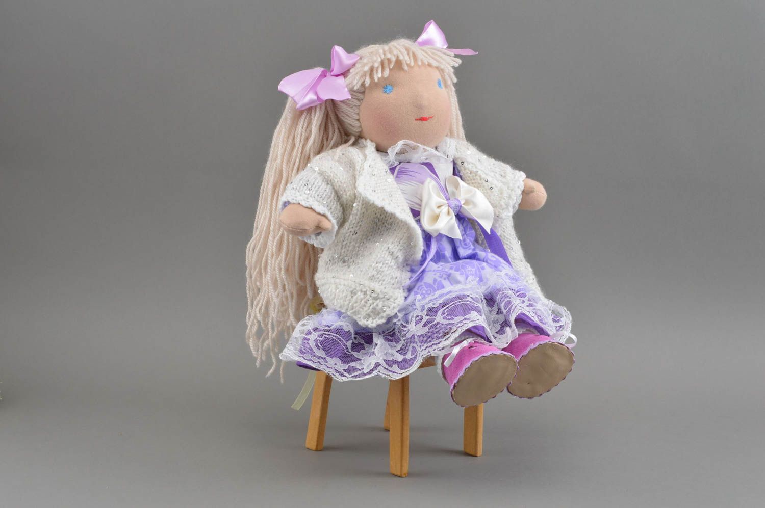 Оригинальная красивая мягкая кукла ручной работы из тканей авторская Элис фото 4