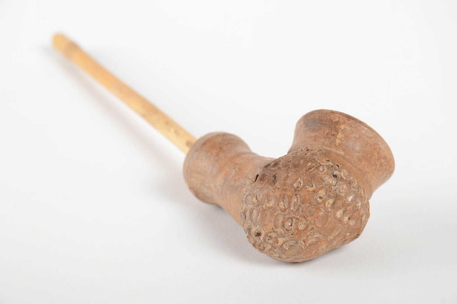 Декоративная глиняная курительная трубка ручной работы авторская красивая фото 5