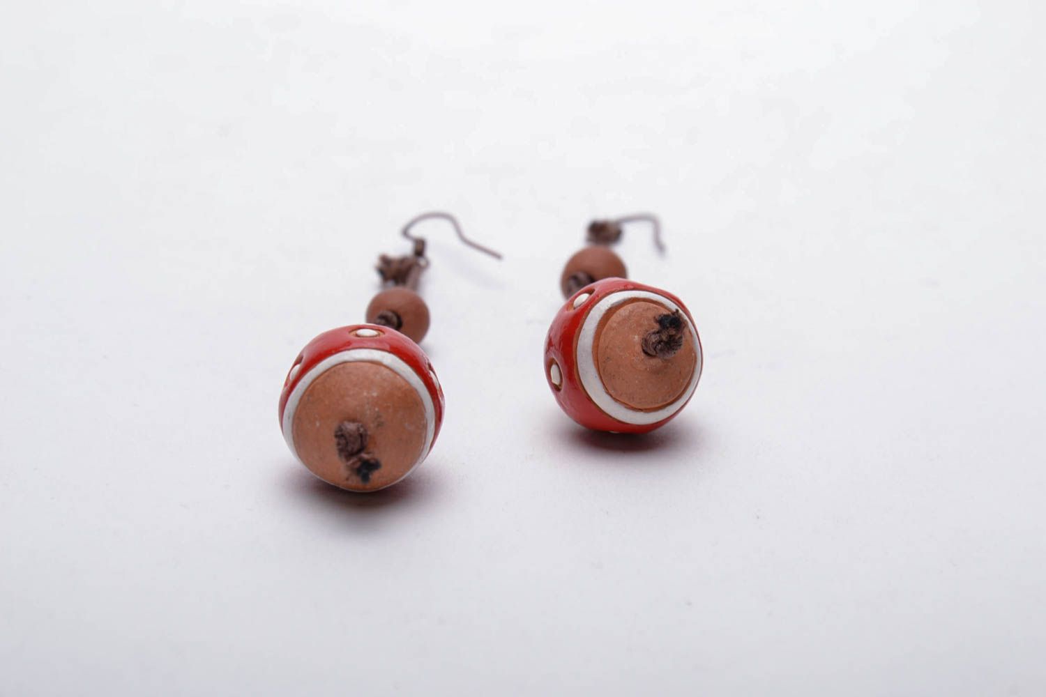 Ceramic ball earrings in eco style photo 4