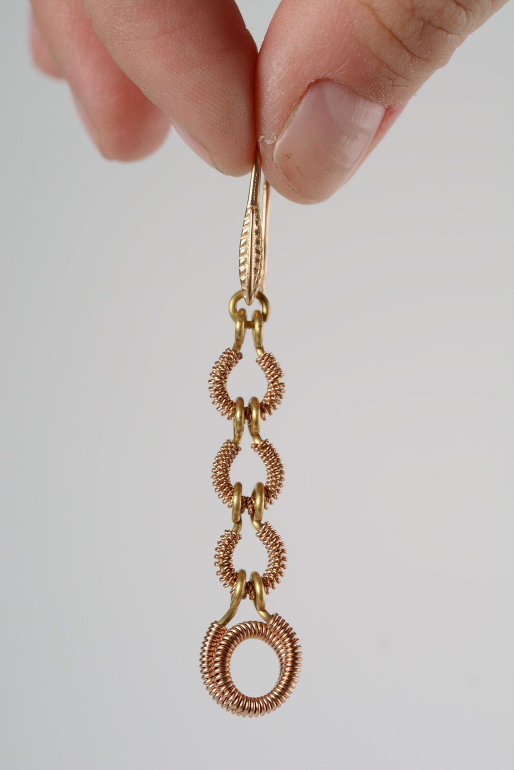Vergoldete Ketten Ohrringe aus Metall Messing und Bronze lange handgefertigt toll foto 5