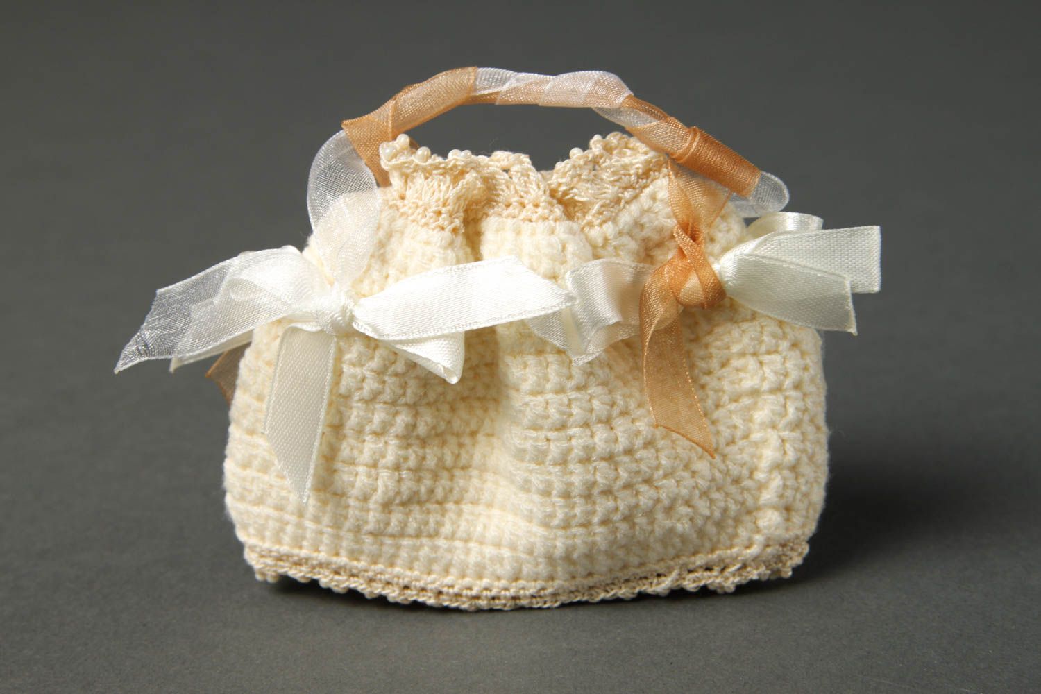 Handmade christening hat crochet baby bag cute baby hat baptism outfit photo 5