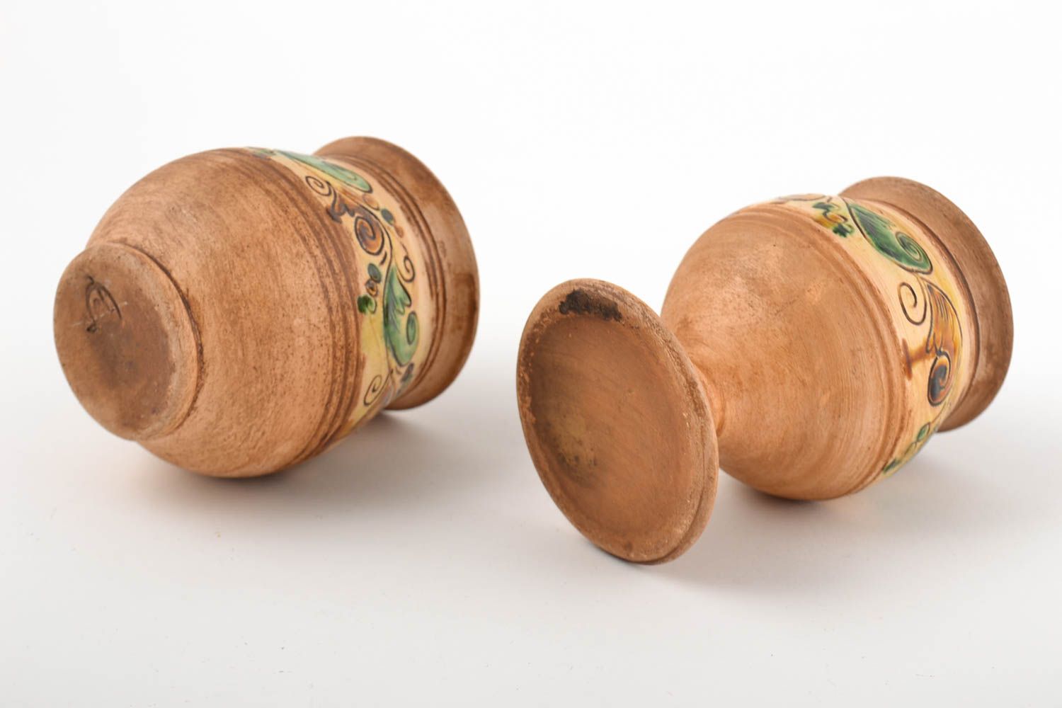 Becher aus Ton handmade Keramik Geschirr Set Küchen Deko mit Bemalung originell foto 3