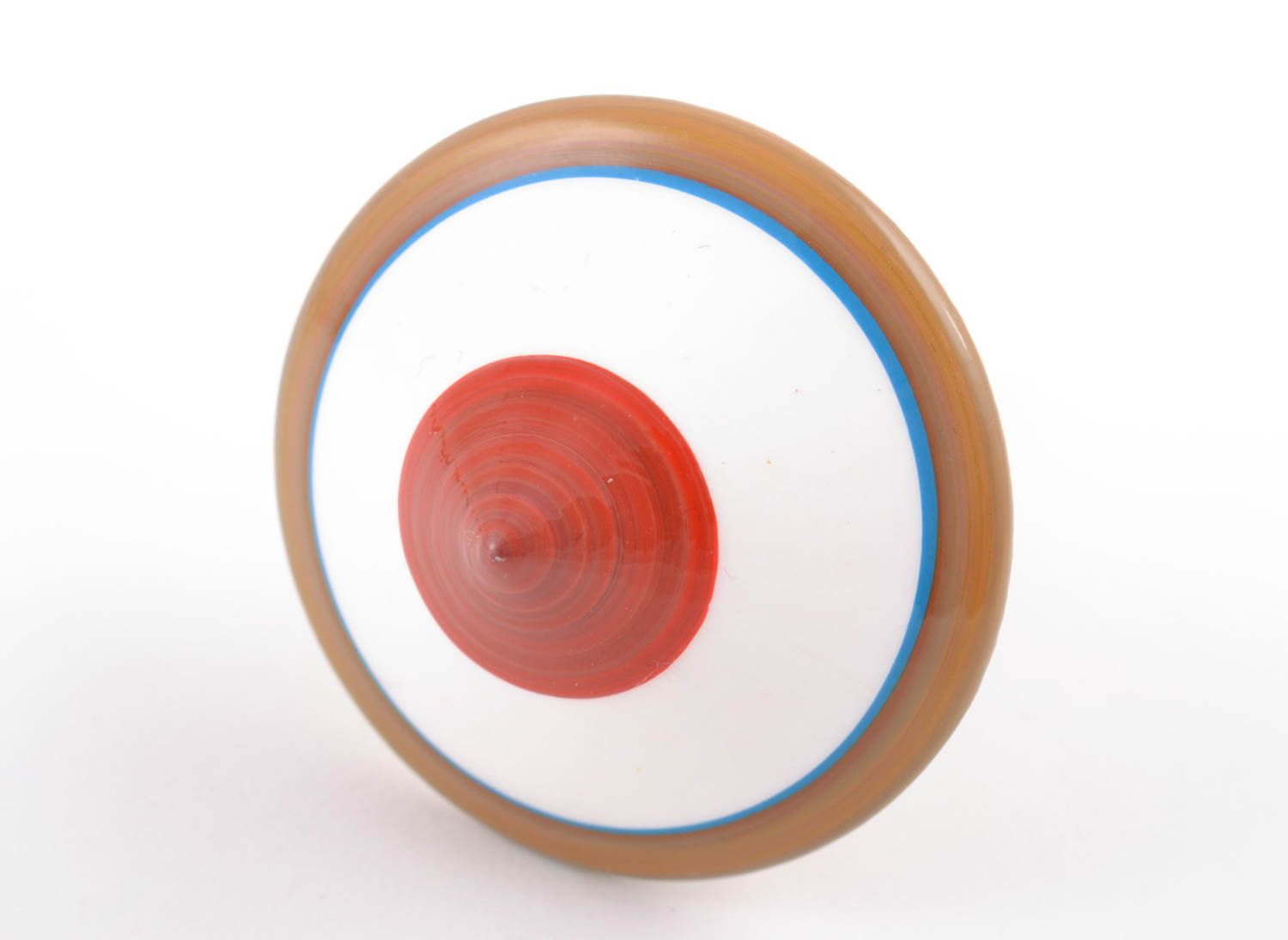 Weißes Spielzeug Kreisel aus Holz bunt mit öko reinen Farben bemalt handgemacht foto 4
