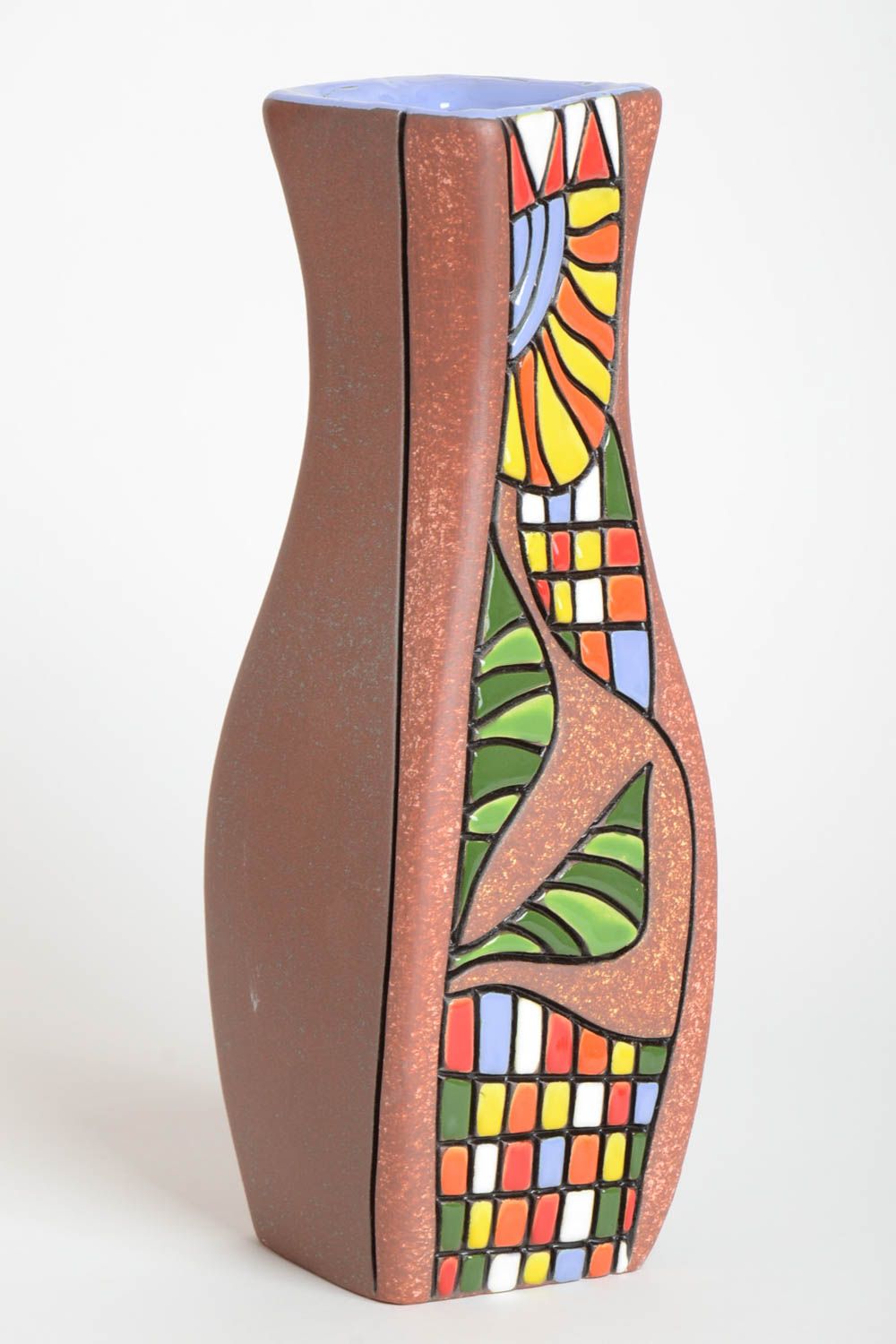 Керамическая ваза для цветов сувенир ручной работы декор для дома большая 2 л фото 2
