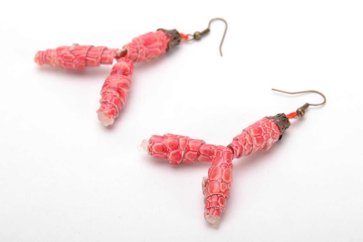 Long earrings made of artificial leather photo 2