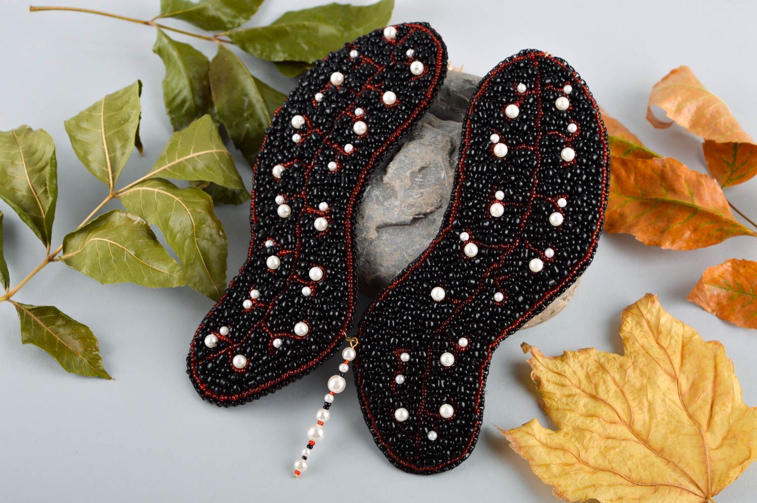 Damen Collier handmade Schmuck Halskette Leder Accessoires für Frauen bestickt  foto 1