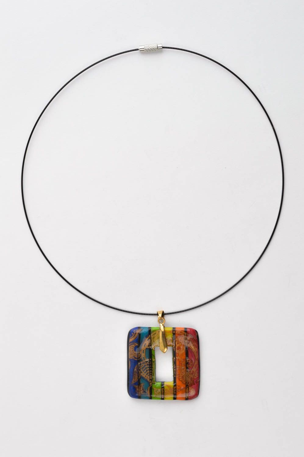 Handmade pendant made of polymer clay stylish accessory fashion jewelry photo 3