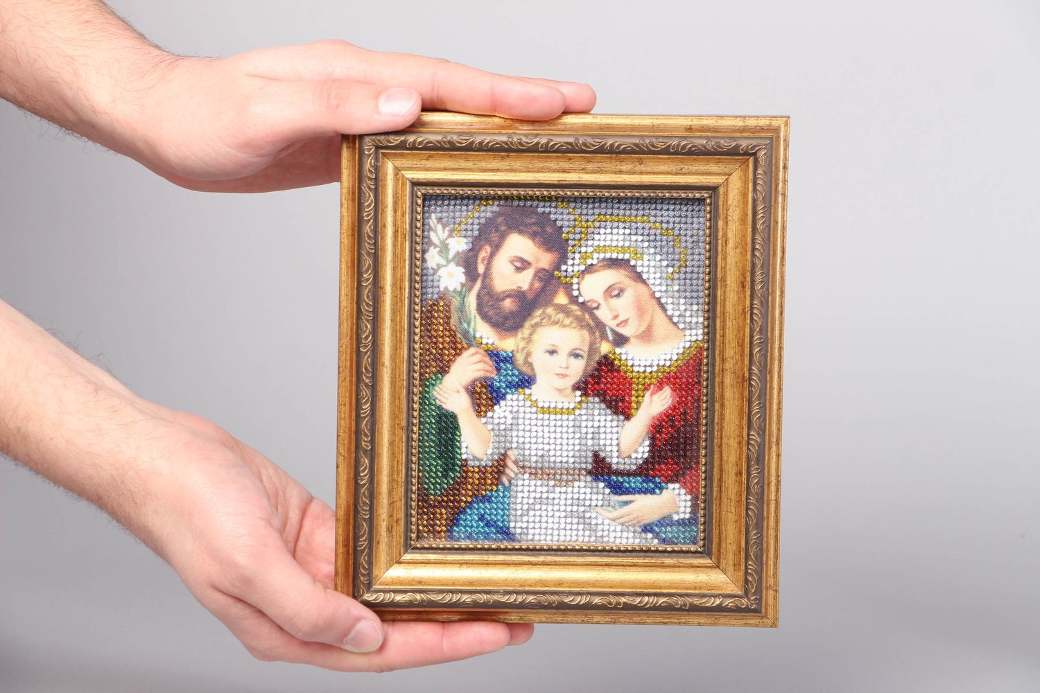 Ricamo con perline fatto a mano oggetti religiosi quadro di perline originale foto 4