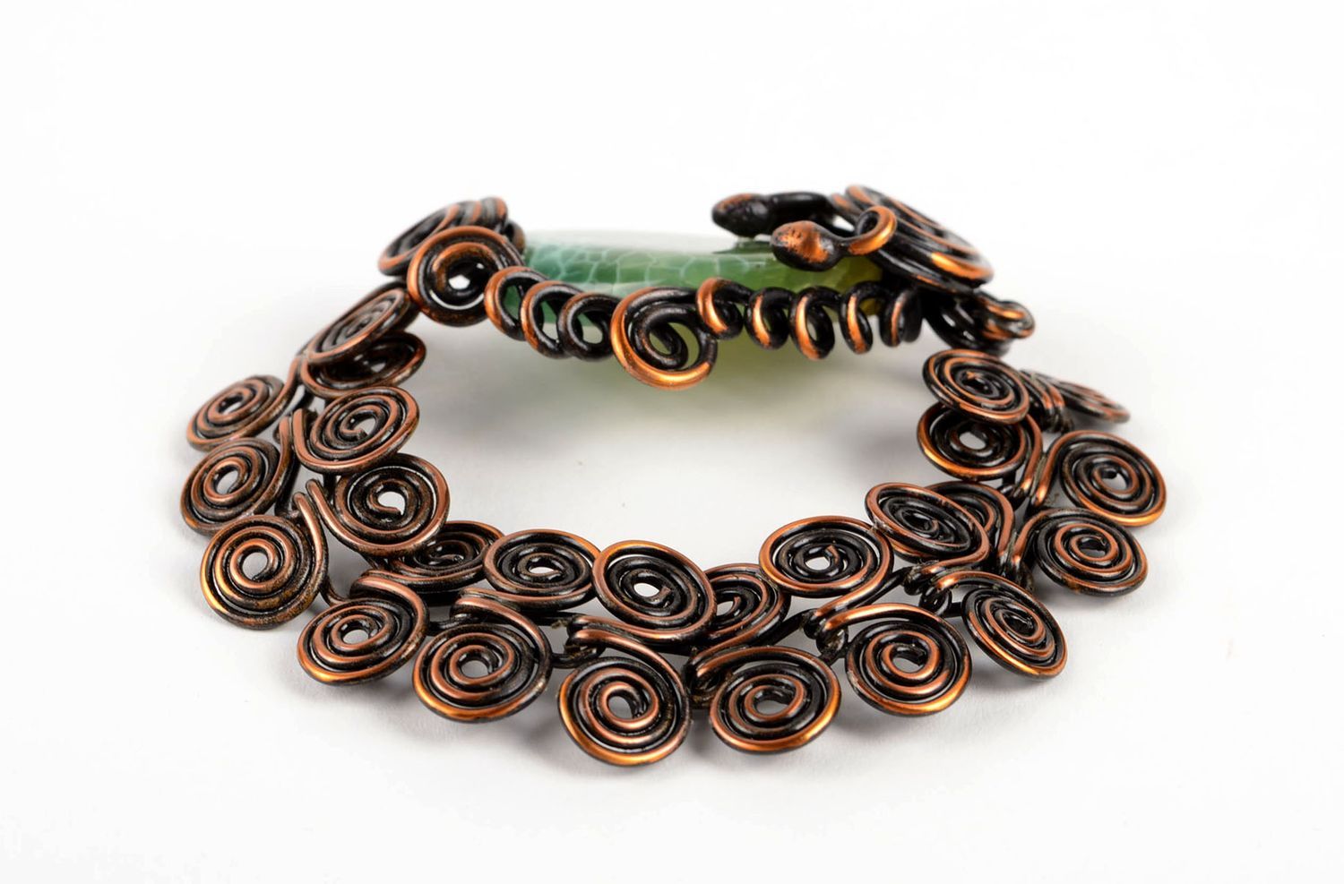Pulsera de cobre hecha a mano bisutería de moda con ágata accesorio para mujeres foto 3