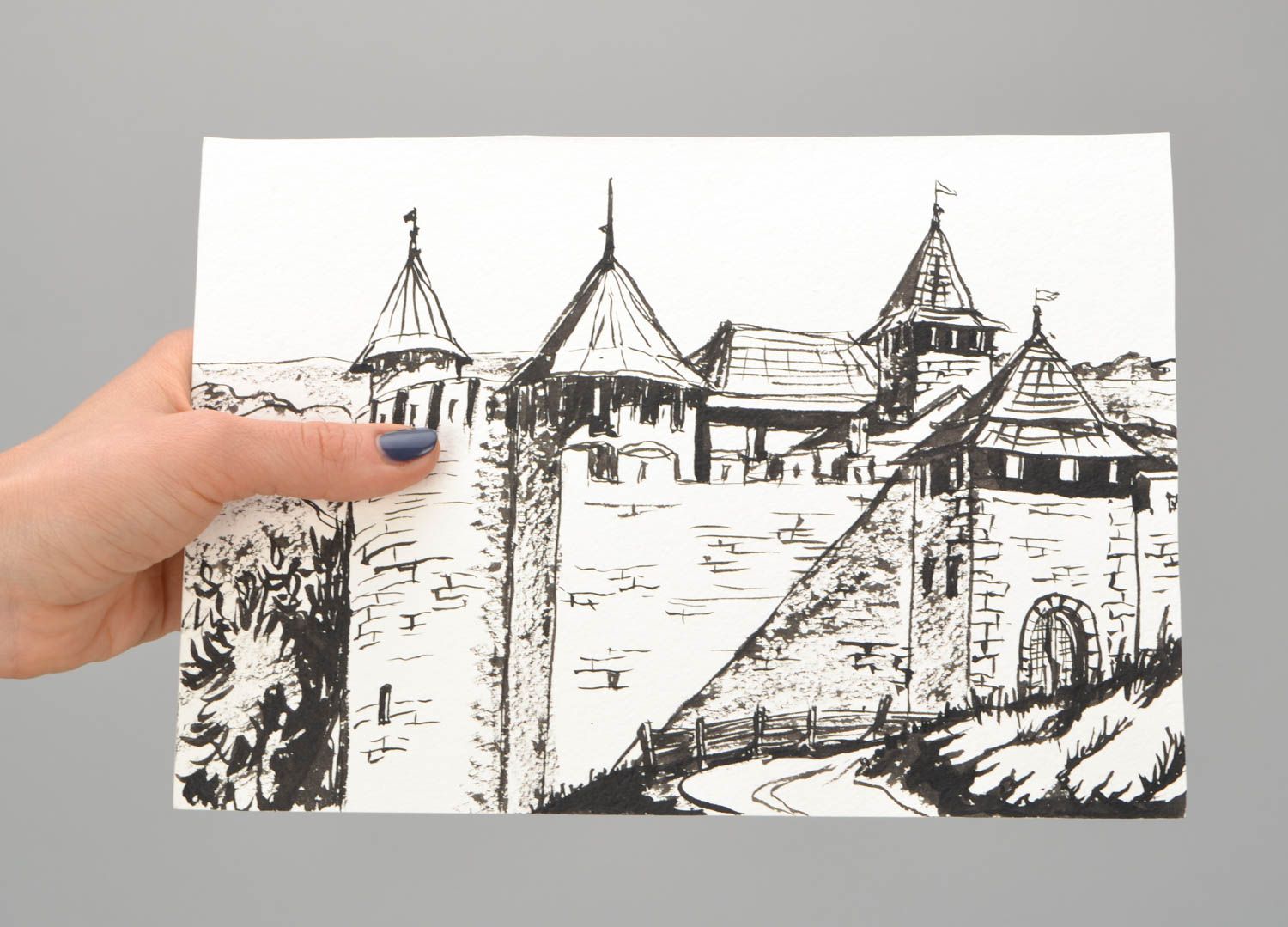 Ink drawing Castle photo 1
