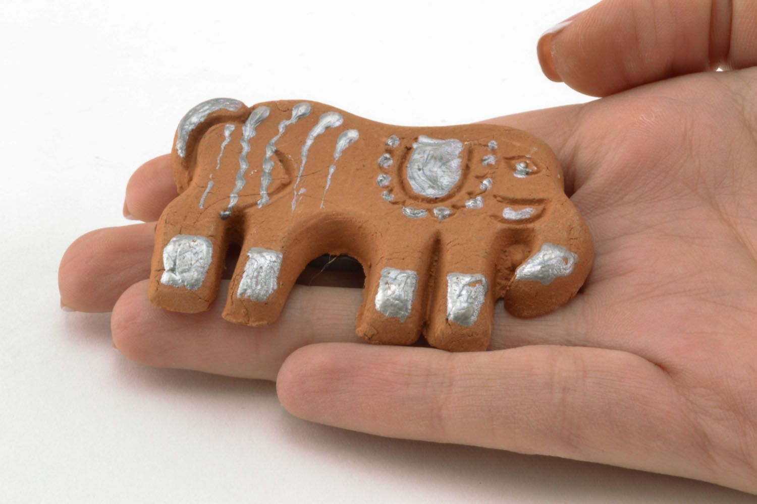 Clay fridge magnet in the shape of elephant photo 2