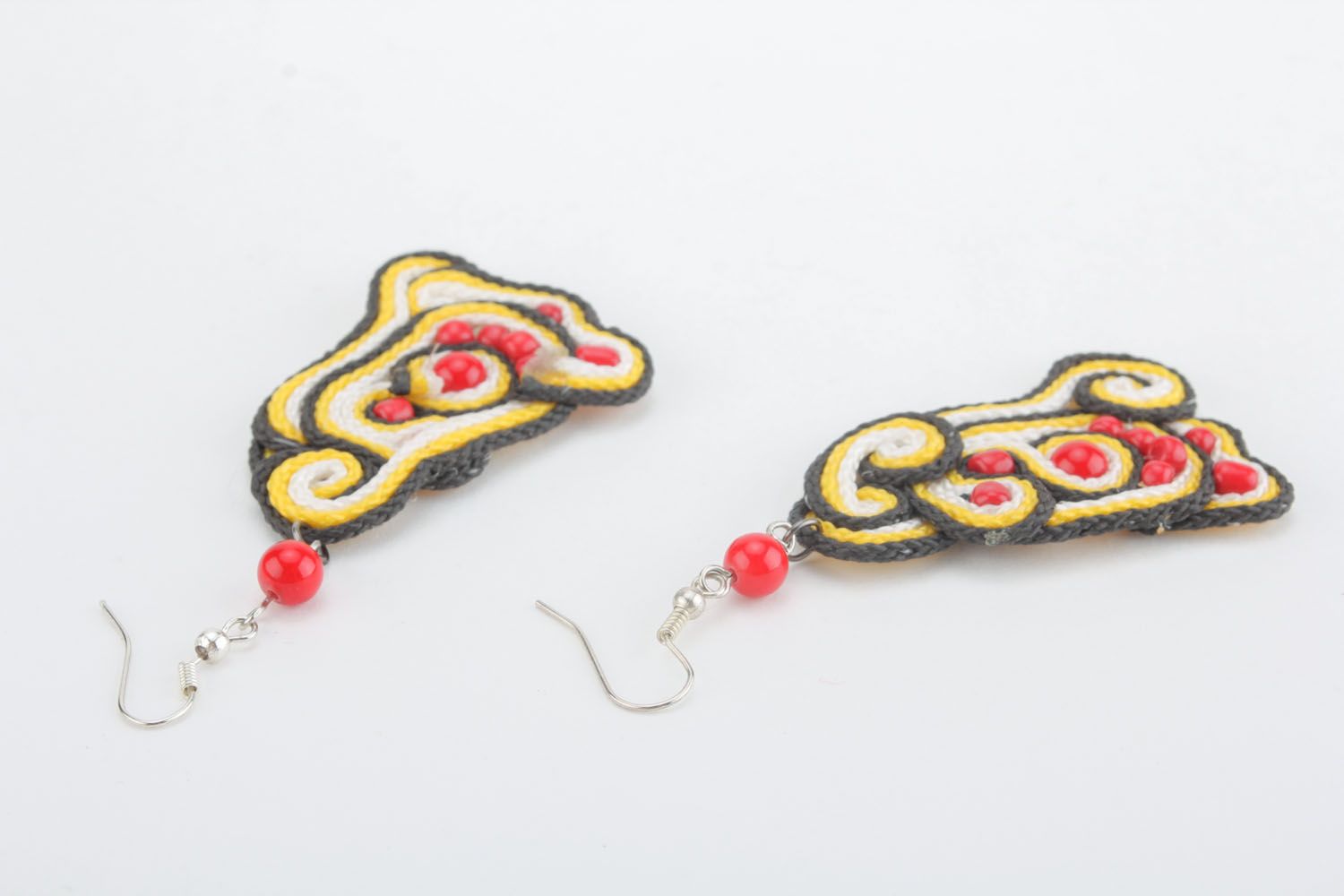 Soutache earrings with decorative stones photo 2