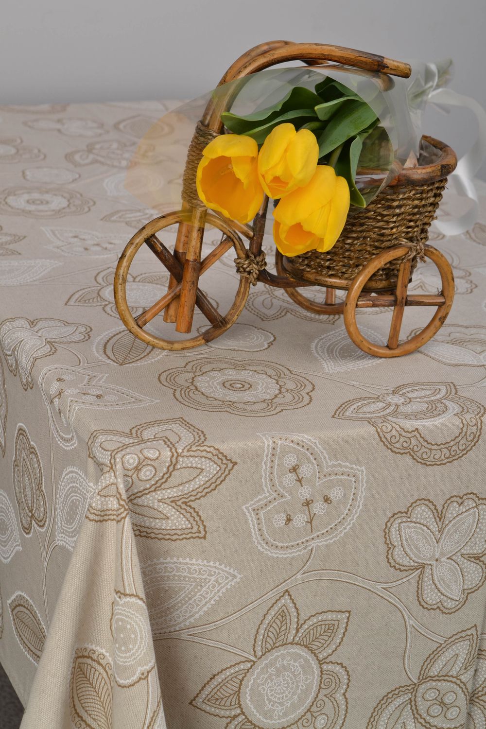 Handmade tablecloth for rectangular table 120x140 cm photo 1