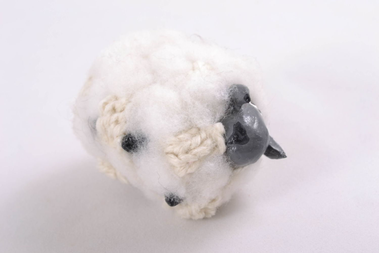 Statuette en papier mâché et laine naturelle faite main Mouton photo 4