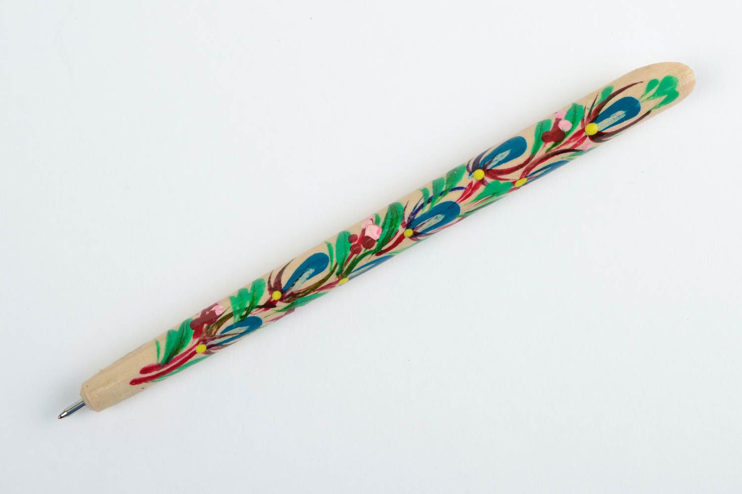 Ручка из дерева расписная длинная красивая с узорами Петриковка ручная работа  фото 3
