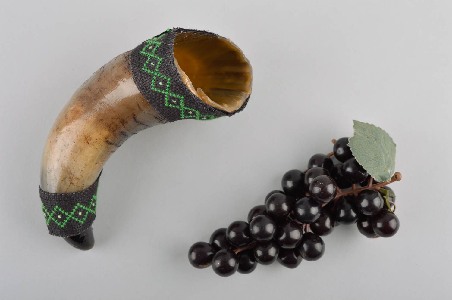 Handmade horn for drinking designer horn for wine unusual male souvenir photo 1