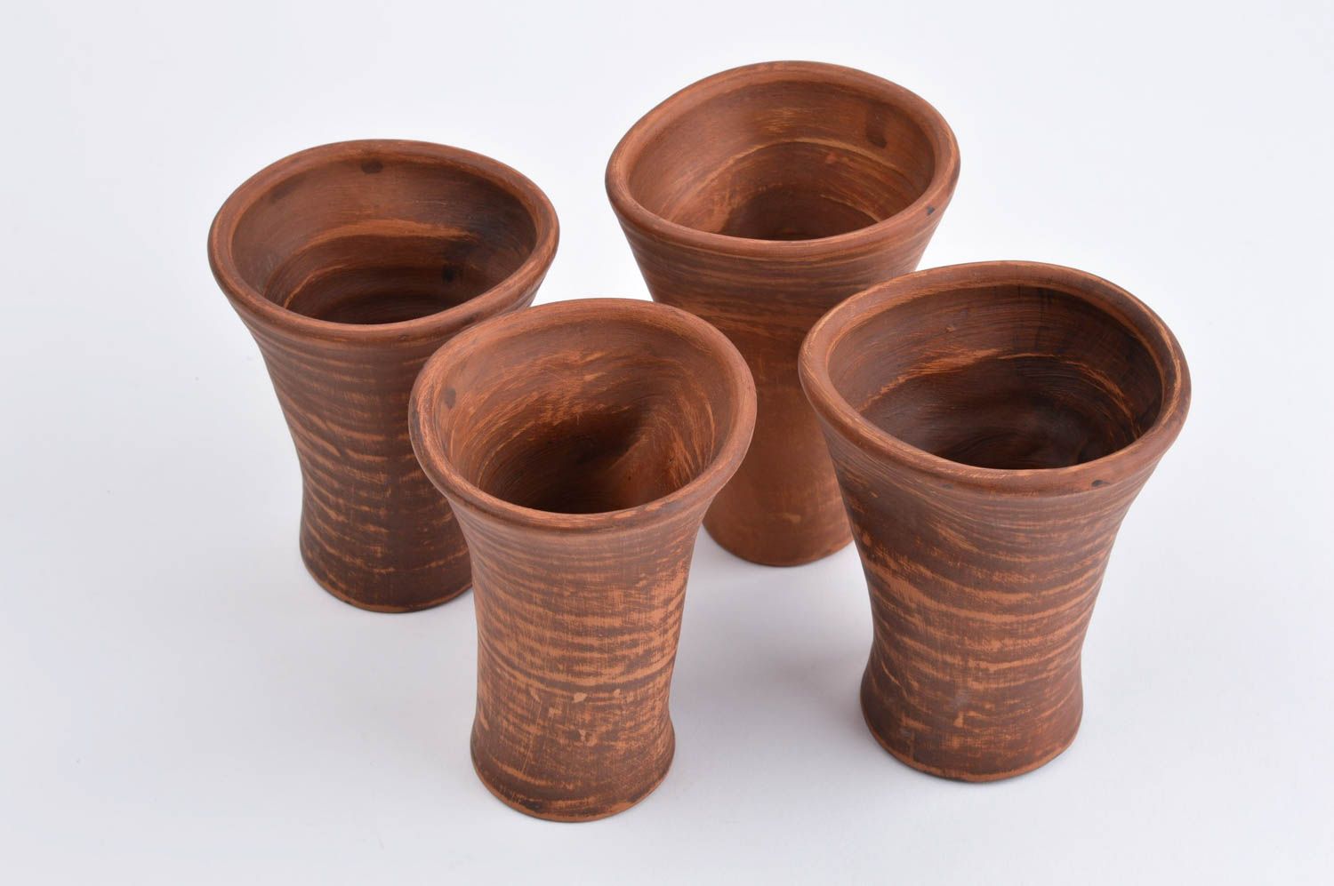 Becher aus Ton handgefertigt Keramik Geschirr Set Küchen Deko 4 Stück schön foto 3
