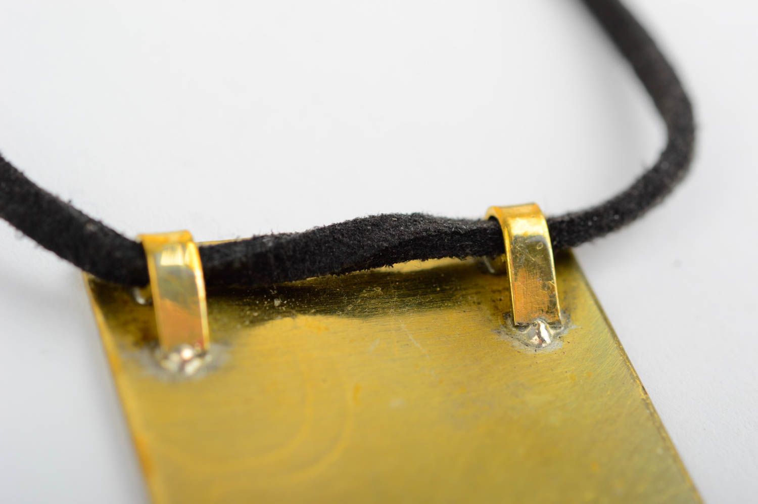 Handmade unusual metal pendant designer brass accessory elegant pendant photo 5