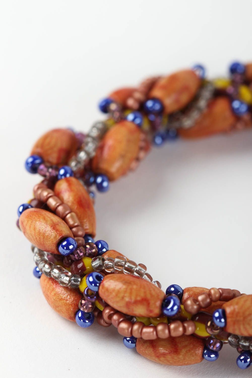 Bracelet en perles de bois Bijou fait main perles de rocaille Cadeau femme photo 4