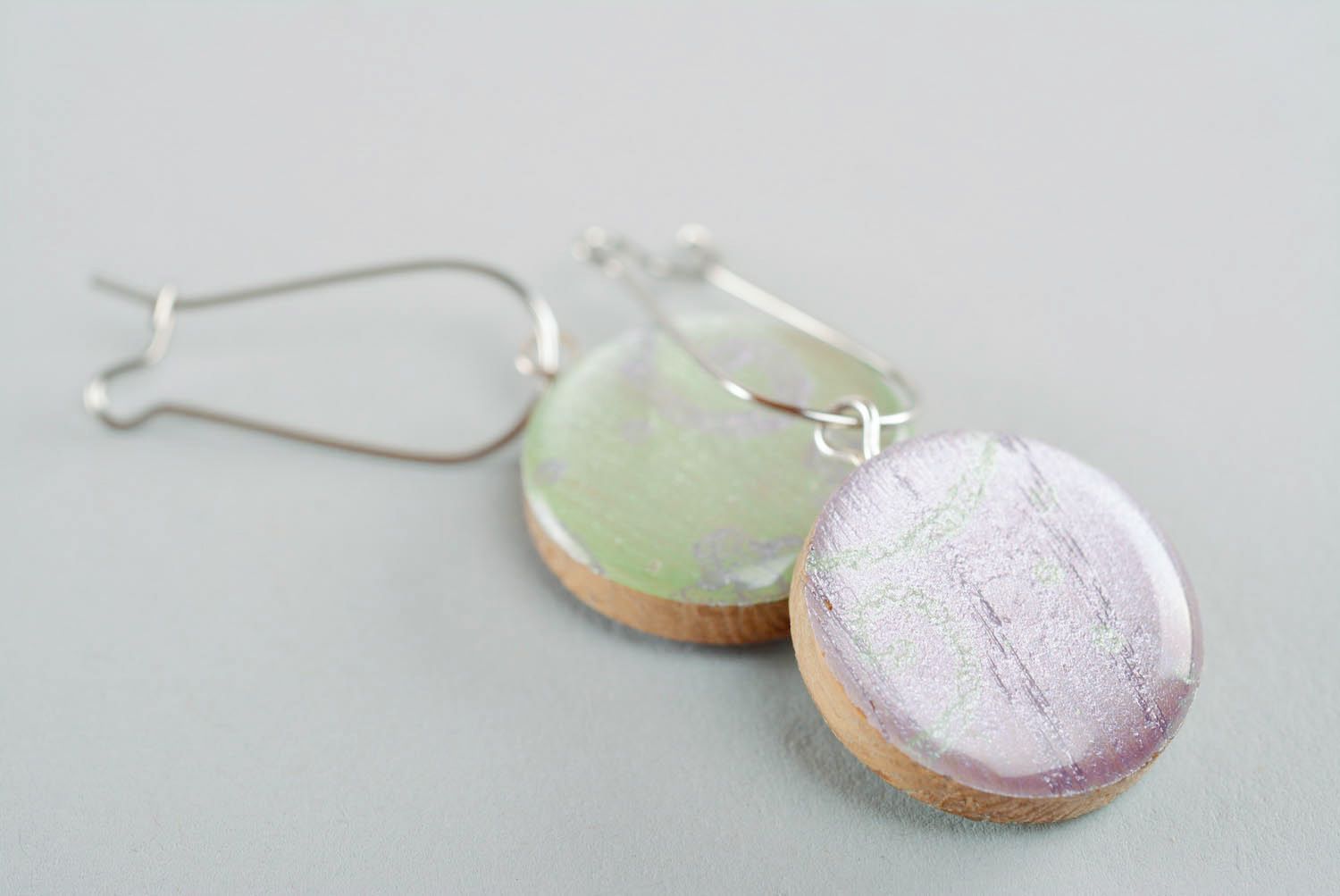 Mint and violet earrings photo 3