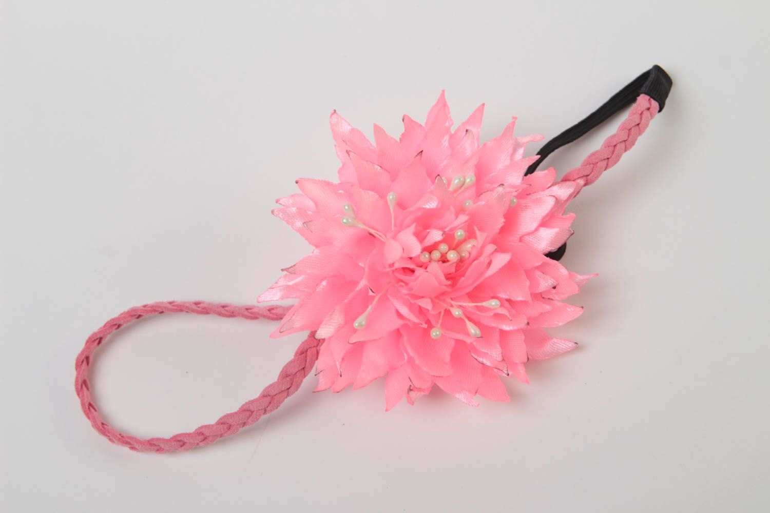 Повязка для волос в римском стиле ручной работы авторский аксессуар розовая фото 2
