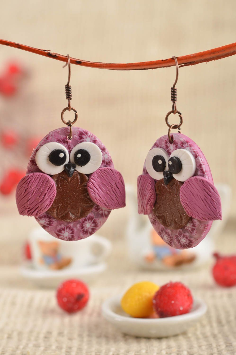 Handmade plastic earrings molded earrings polymer clay ideas gifts for her photo 1