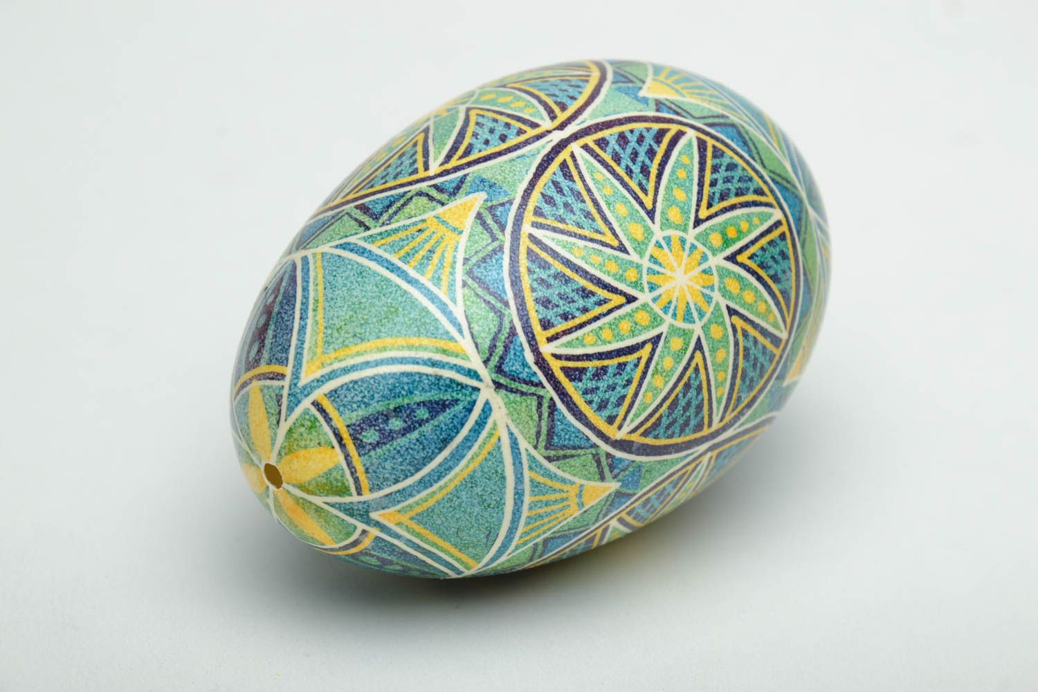 Décoration œuf de Pâques peint d'oie fait main symbole solaire style ethnique  photo 4