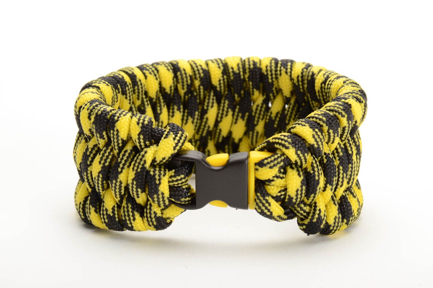 Unusual yellow and black handmade woven paracord bracelet photo 3