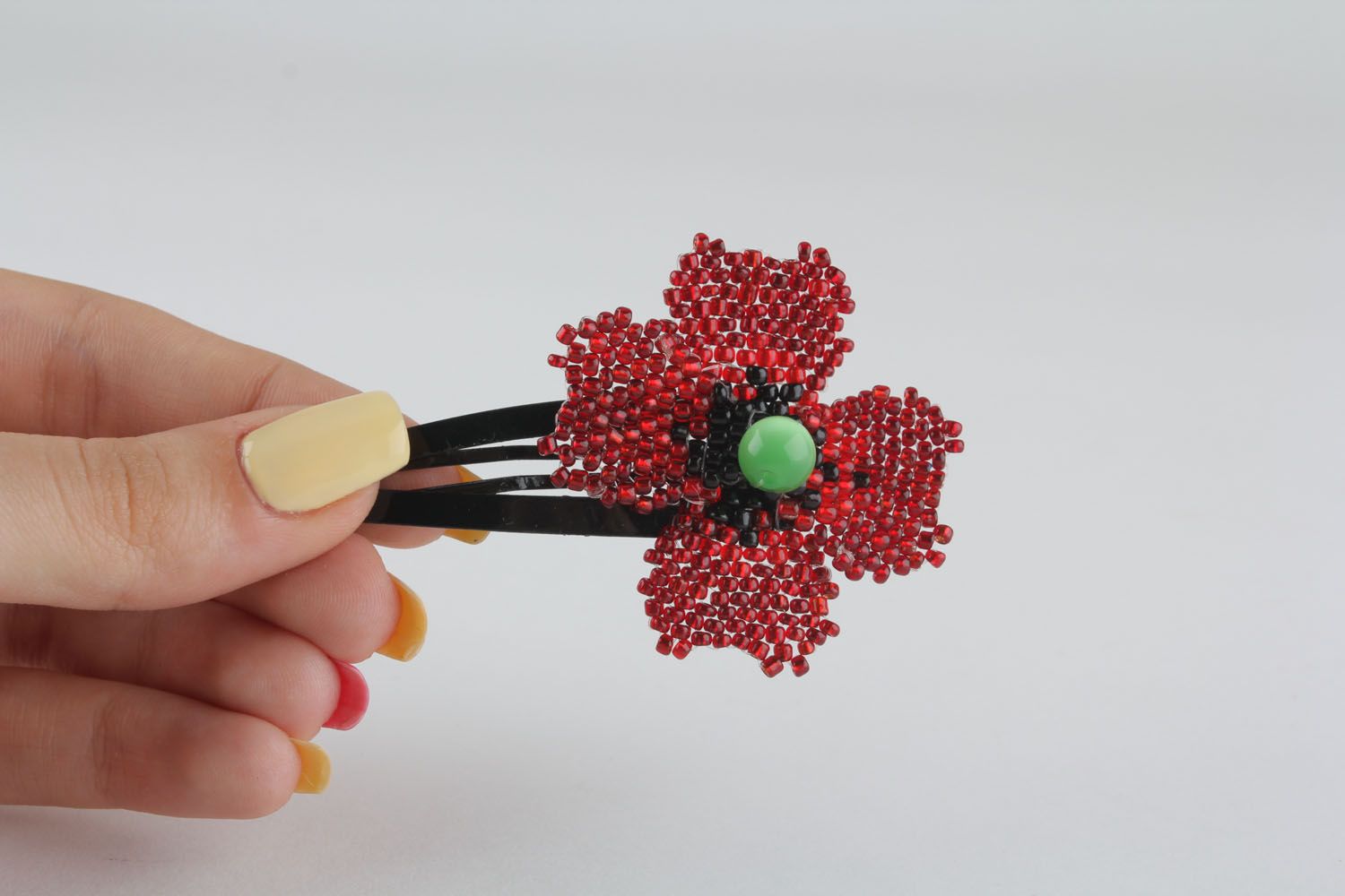 Homemade beaded hair clip The Scarlet Flower photo 4