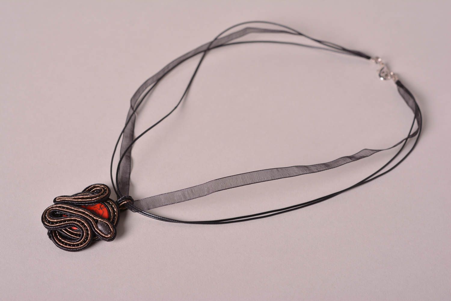 Handgefertigt Soutache Schmuck Halskette mit Anhänger Frauen Geschenk schön foto 2