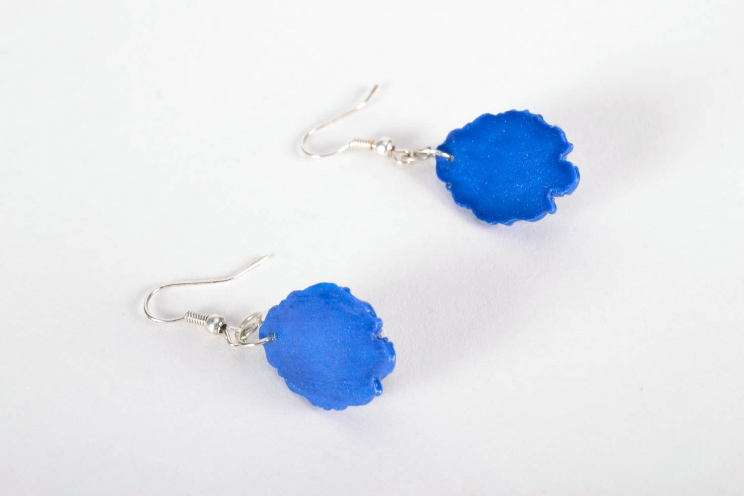 Polymer clay earrings of blue color photo 3