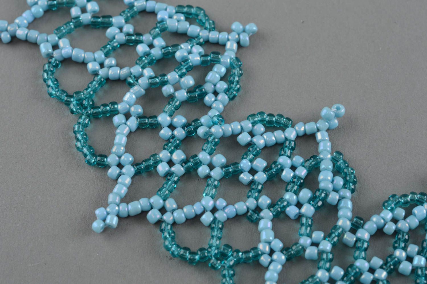 Glasperlen Halskette in Blau Designer Collier handmade zart elegant stilvoll foto 3