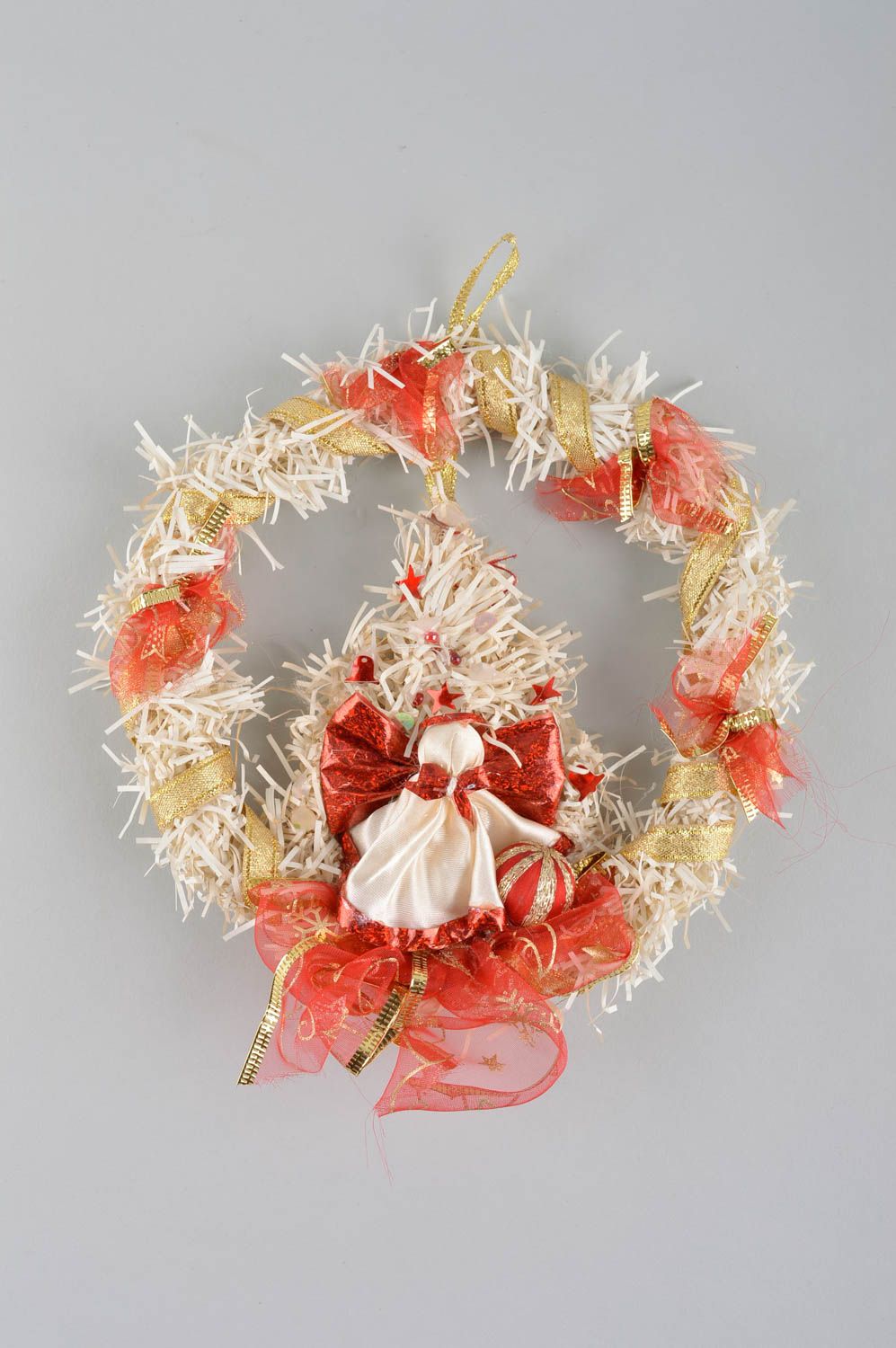 Corona navideña para puerta adorno artesanal objeto de decoración de Navidad foto 2