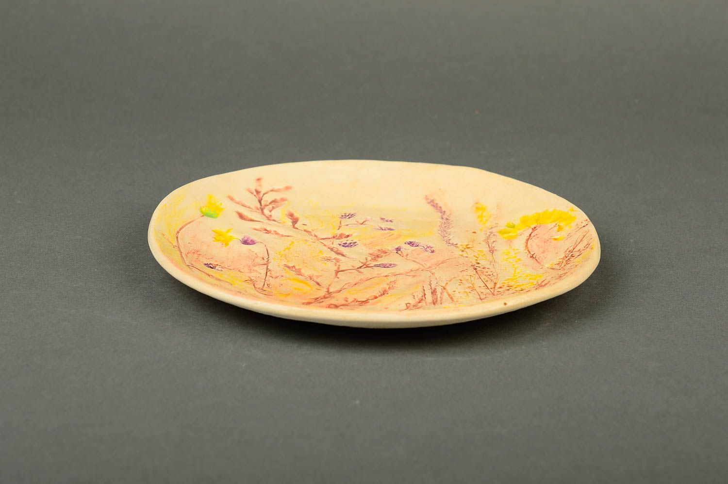 Керамическая тарелка хэнд мэйд глиняная посуда расписная тарелка подарочная фото 4
