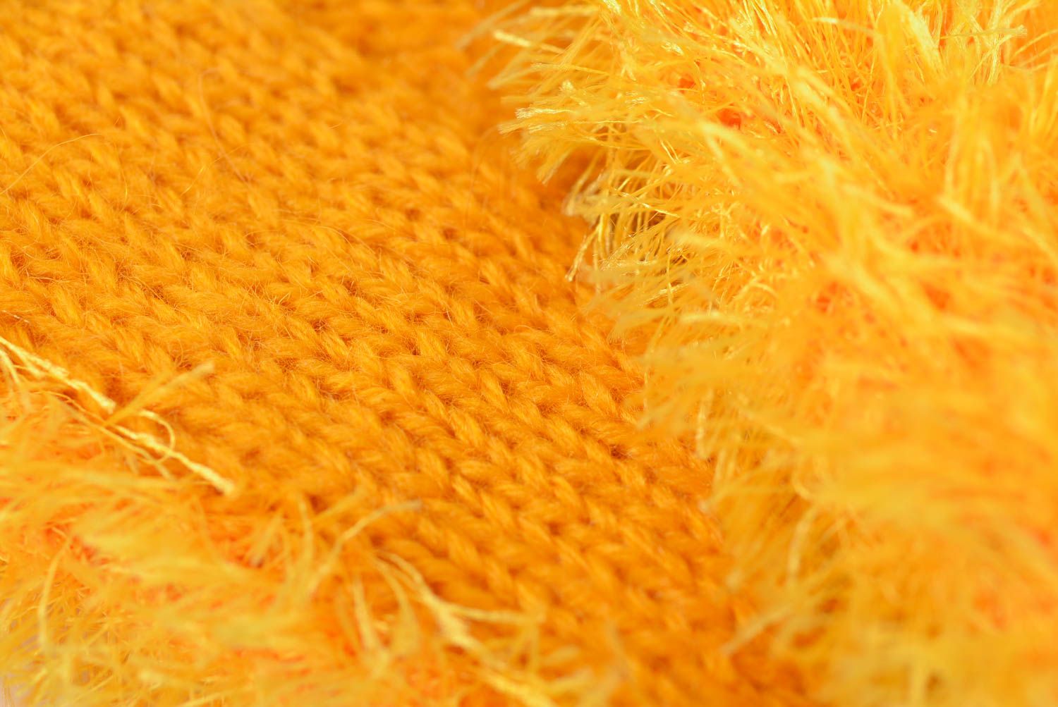 Bright handmade knitted yellow mittens made of wool warm soft winter accessory photo 5