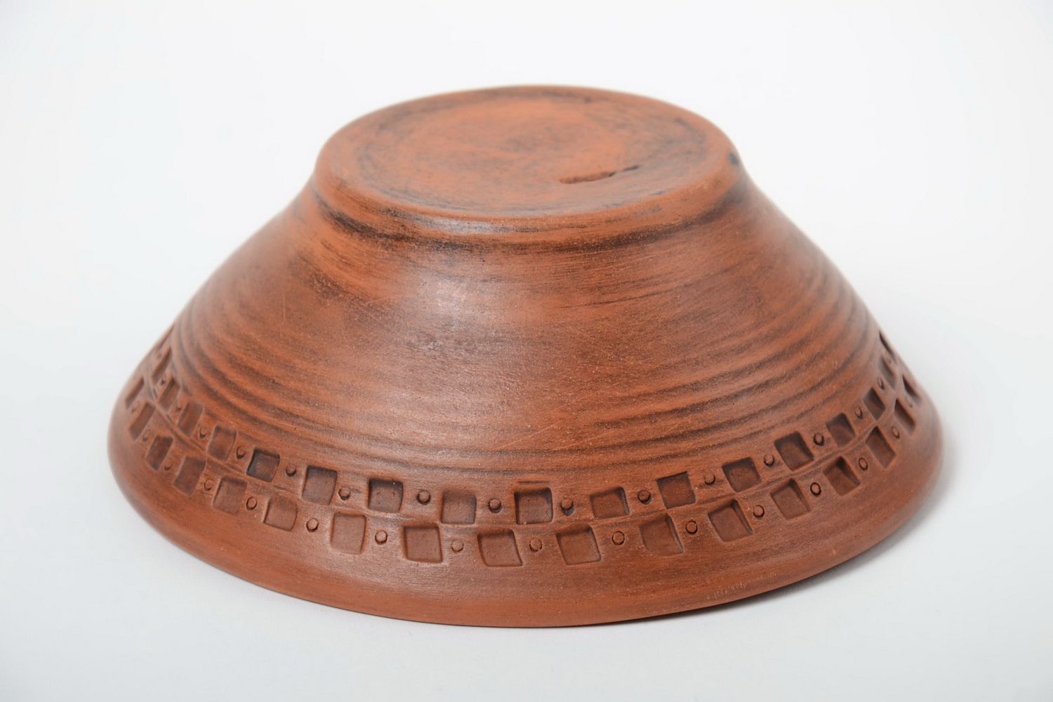 Escudilla de cerámica marrón hecha a mano original 350 ml con ornamento foto 4
