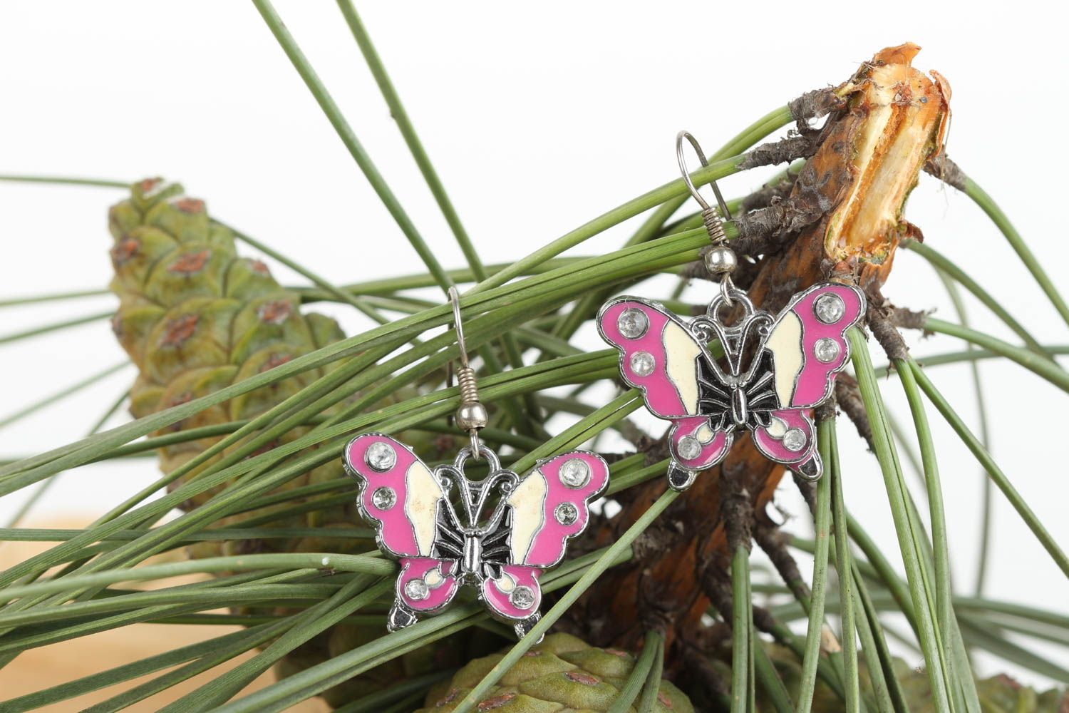 Украшение ручной работы красивые серьги бабочки металлическое украшение фото 1