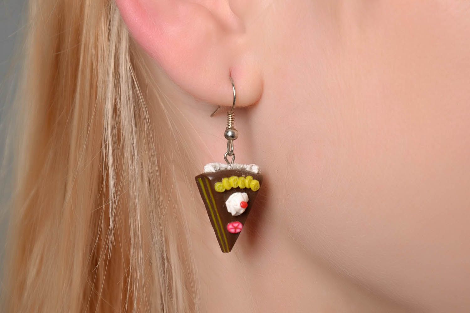 Earrings Made of Polymer Clay Cake photo 4
