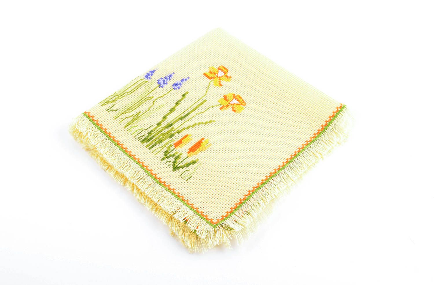 Unusual handmade textile napkin cross stitch home textiles decorative use only photo 2