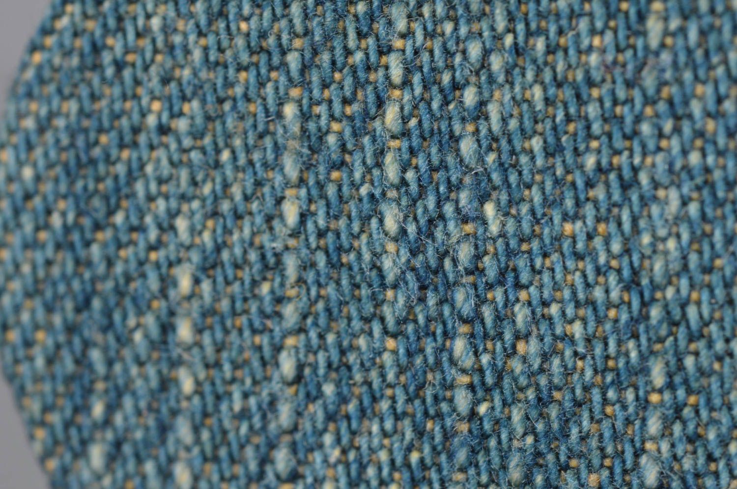 Джинсовые серьги ручной работы для девушки оригинальные круглой формы синие фото 3