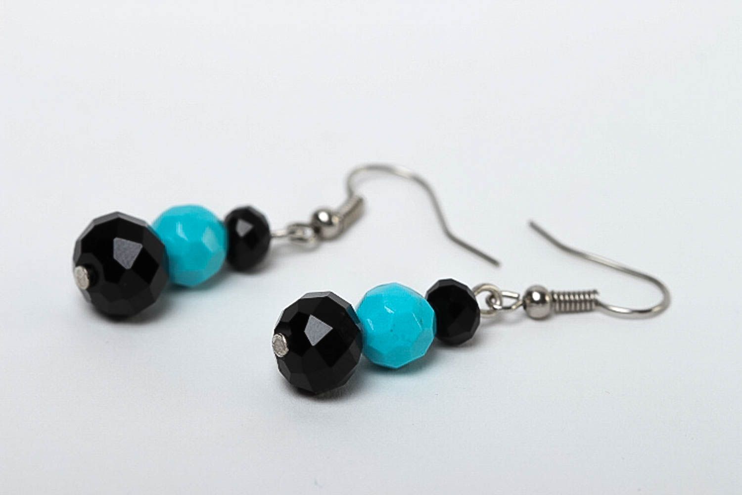 Handmade earrings with turquoise beads earrings with charms designer jewelry photo 3
